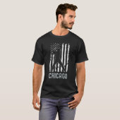 Chicago Illinois American Flag Baseball Weathered T-Shirt (Vorne ganz)