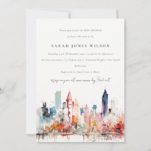 Chicago Illinois Aquarell-Landschaft Baby Shower Einladung