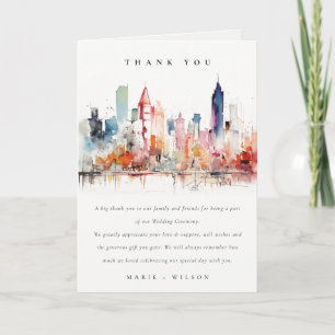 Chicago Illinois Aquarell-Landschaft-Hochzeit Dankeskarte