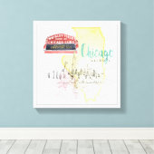 Chicago, Illinois | Aquarellbild Leinwanddruck (Insitu (Holzboden))