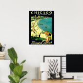 Chicago Illinois Beach Vintage Travel Poster (Heimbüro)