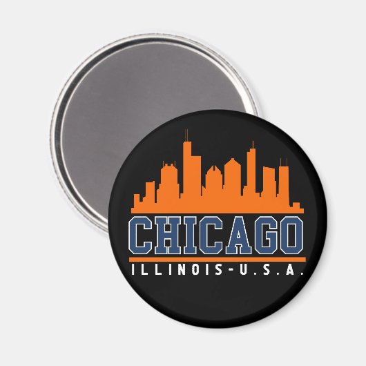 Chicago Illinois Beatiful Skyline Magnet (Vorderseite/Rückseite)