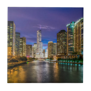 Chicago Illinois bei Nacht Fliese