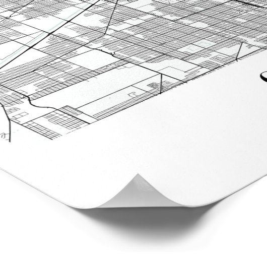 Chicago Illinois Blue Water Street Karte Poster (Ecke)