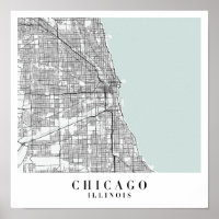 Chicago Illinois Blue Water Street Karte