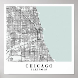 Chicago Illinois Blue Water Street Karte Poster