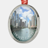 Chicago, Illinois Christmas Keepake Souvenir Ornament Aus Metall (Links)