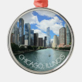 Chicago, Illinois Christmas Keepake Souvenir Ornament Aus Metall (Vorne)