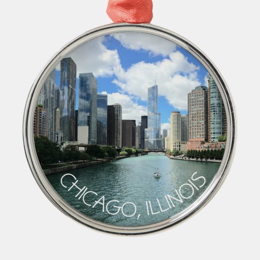 Chicago, Illinois Christmas Keepake Souvenir Ornament Aus Metall (Vorne)