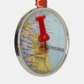 Chicago Illinois City Map Button Ornament Aus Metall (Rechts)