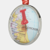 Chicago Illinois City Map Button Ornament Aus Metall (Links)