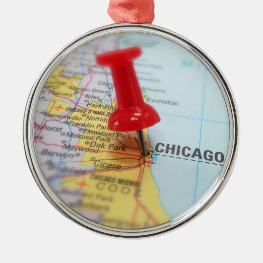 Chicago Illinois City Map Button Ornament Aus Metall (Vorne)