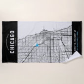 Chicago, Illinois City Map + Ihre individuelle Lag Strandtuch (Vorderseite)