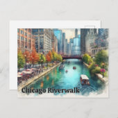 Chicago Illinois City River Postcard Postkarte (Vorne/Hinten)