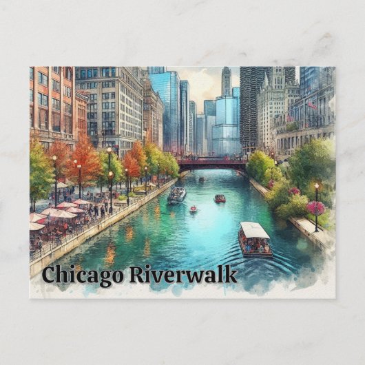 Chicago Illinois City River Postcard Postkarte (Vorderseite)