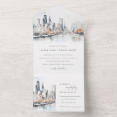 Chicago, Illinois City Scape All In One Einladung (Innen Boden)