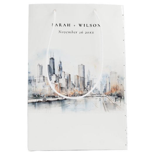 Chicago, Illinois City Scape Mittlere Geschenktüte (Vorderseite)