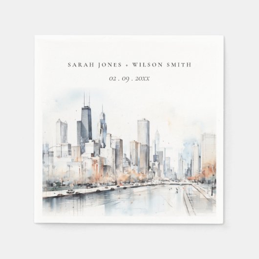 Chicago, Illinois City Scape Serviette (Vorderseite)