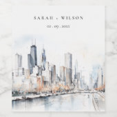 Chicago, Illinois City Scape Weinetikett (Einzelnes Label)