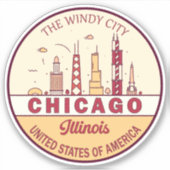 Chicago Illinois City Skyline Emblem Aufkleber (Vorderseite)