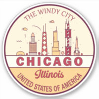 Chicago Illinois City Skyline Emblem