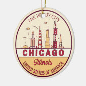 Chicago Illinois City Skyline Emblem Keramik Ornament (Links)