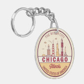 Chicago Illinois City Skyline Emblem Schlüsselanhänger (Vorderseite links)