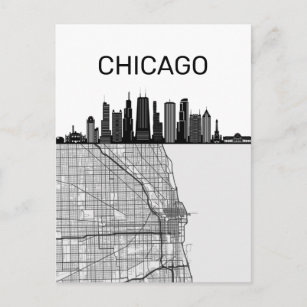 Chicago Illinois City Skyline mit Karte