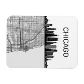 Chicago Illinois City Skyline mit Karte Magnet (Horizontal)