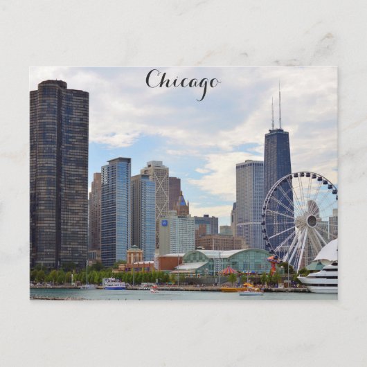 Chicago Illinois City Skyline Navy Pier Foto Postkarte (Vorderseite)