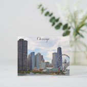 Chicago Illinois City Skyline Navy Pier Foto Postkarte (Stehend Vorderseite)