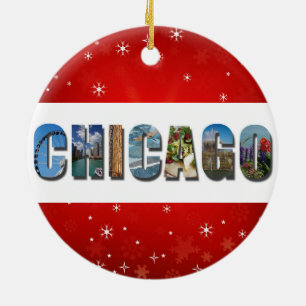 Chicago Illinois City Travel Foto Weihnachten Keramik Ornament