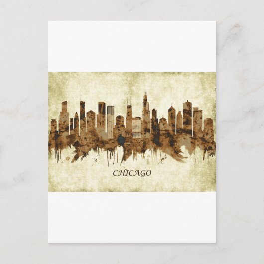 Chicago Illinois Cityscape Feiertagspostkarte (Vorderseite)