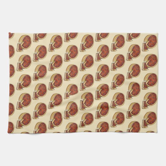 Chicago Illinois Deep Dish Pepperoni Pizza Pie Geschirrtuch (Horizontal)