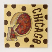 Chicago Illinois Deep Dish Pepperoni Pizza Puzzle (Horizontal)