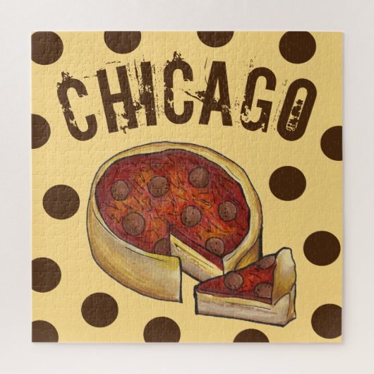 Chicago Illinois Deep Dish Pepperoni Pizza Puzzle (Vertikal)