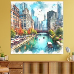Chicago Illinois Fluss Wandkunst Leinwanddruck