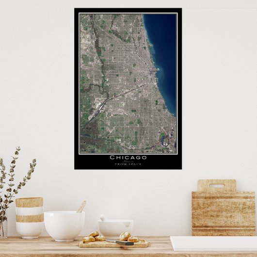 Chicago Illinois From Space Satellite Map Poster (Küche)