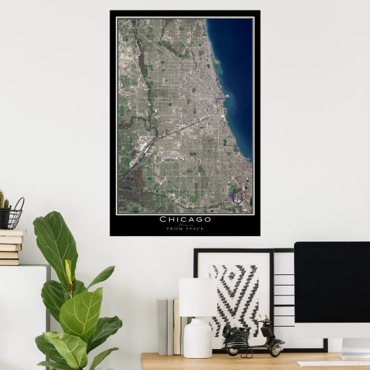 Chicago Illinois From Space Satellite Map Poster (Heimbüro)