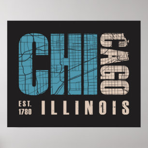 Chicago, Illinois   Grafikkarte Poster