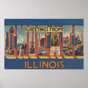 Chicago, Illinois - Große Buchstabenszenen Poster