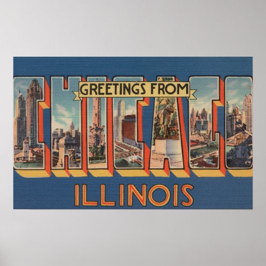 Chicago, Illinois - Große Buchstabenszenen Poster (Vorne)