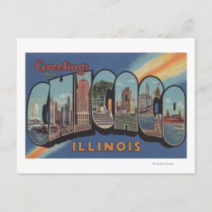 Chicago, Illinois - Große Buchstabenszenen Postkarte
