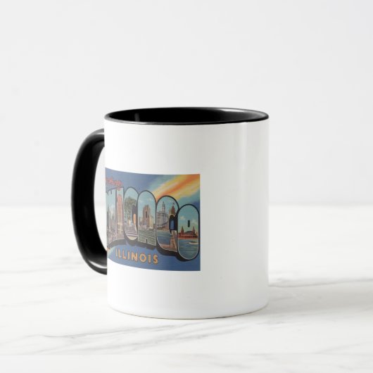 Chicago, Illinois - Große Buchstabenszenen Tasse (Vorderseite Links)