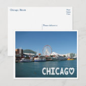 Chicago Illinois ( IL ) Navy Pier Ferris Wheel USA Postkarte (Vorne/Hinten)