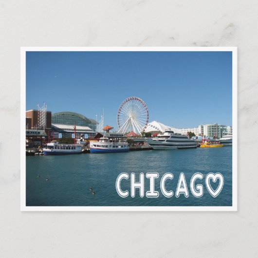 Chicago Illinois ( IL ) Navy Pier Ferris Wheel USA Postkarte (Vorderseite)