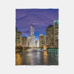 Chicago Illinois in der Nacht Fleecedecke