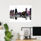 Chicago, Illinois in Graffiti Poster (Heimbüro)