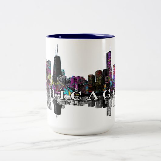 Chicago, Illinois in Graffiti Zweifarbige Tasse (Mittel)