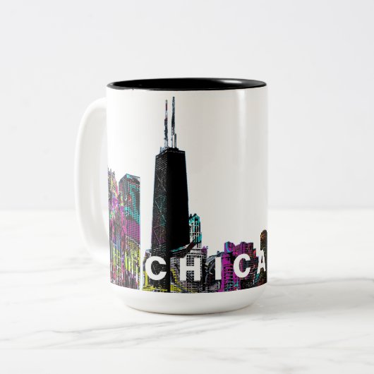 Chicago, Illinois in Graffiti Zweifarbige Tasse (Vorderseite Links)